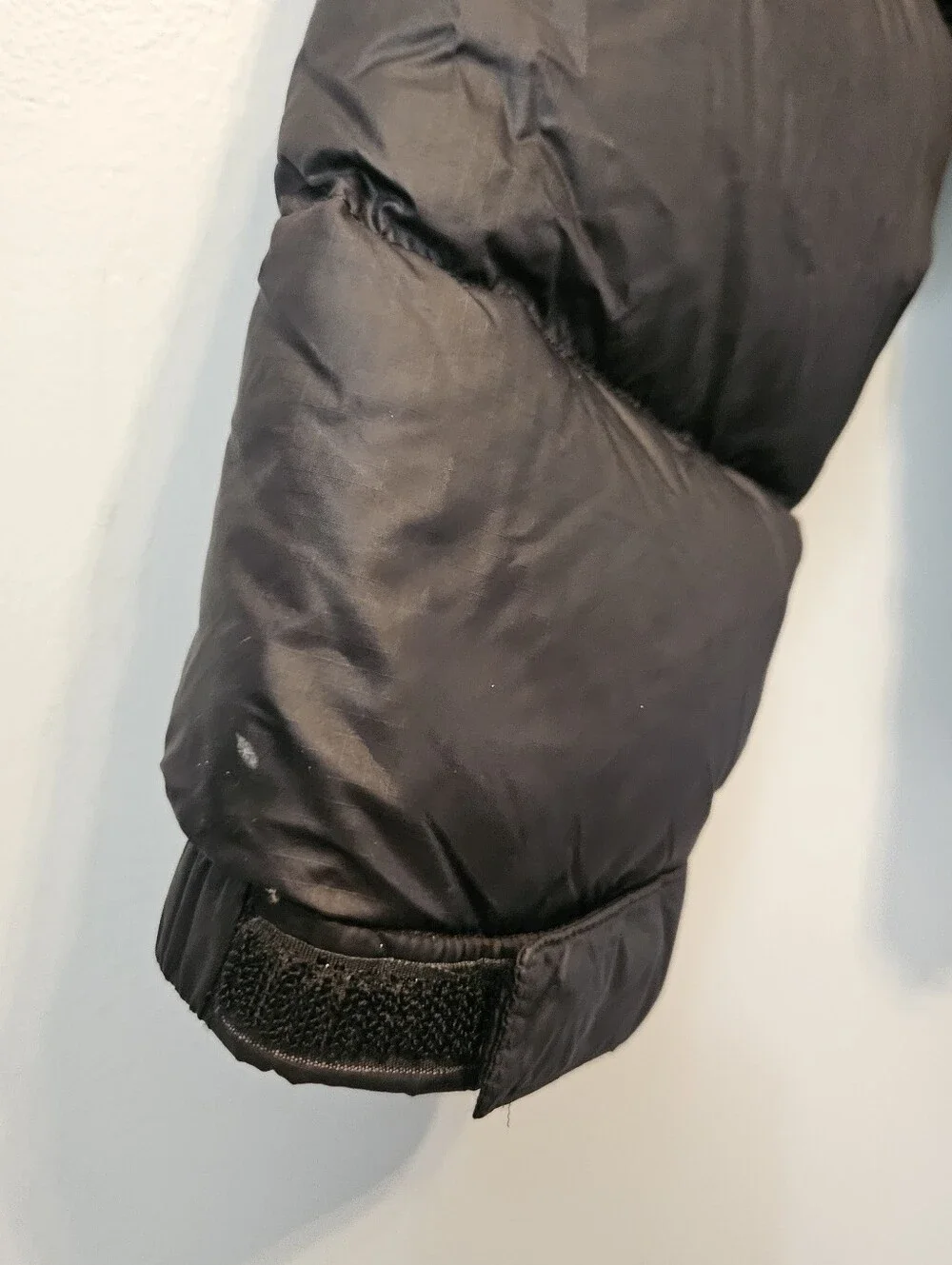 North Face nuptse 700 Down puffer Coat Jacket W Hood black Small S Has REPAIR